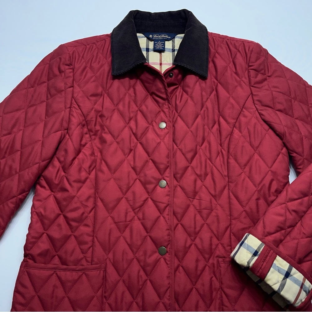 Brooks Brothers Diamond Quilted Jacket Womens Size 10 Insulated Corduroy Collar - Picture 6 of 14
